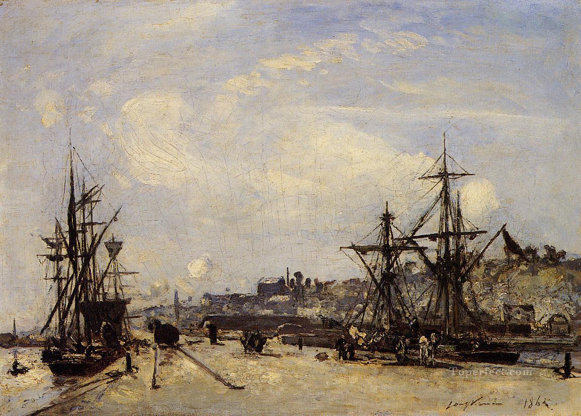 Honfleur the Railroad Dock ship seascape Johan Barthold Jongkind Oil Paintings